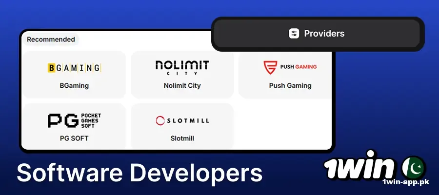 Casino Software Developers on the 1win website