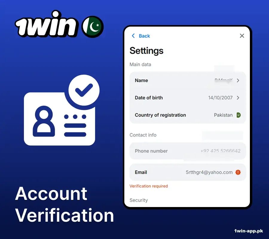 The verification process on the 1win website