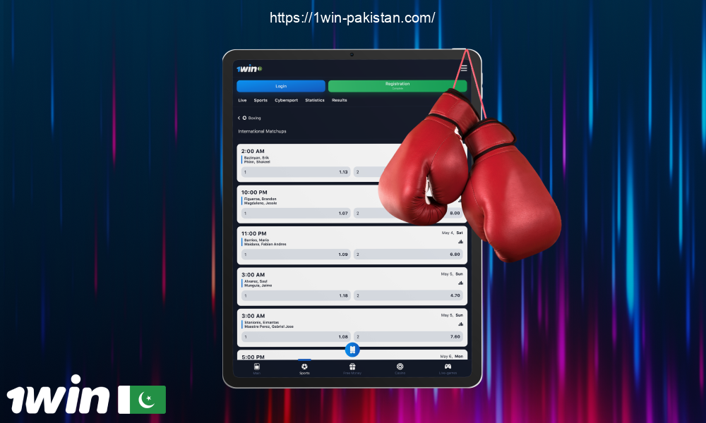 The 1win website features over 30 boxing sports matches daily, catering to the diverse preferences of Pakistani bettors
