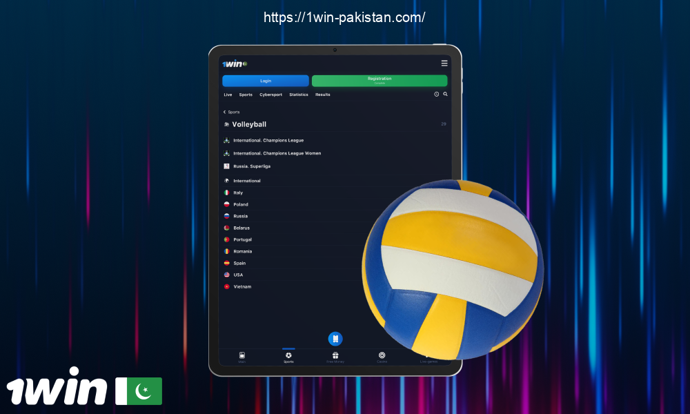Pakistanis can bet on volleyball on the official 1win website