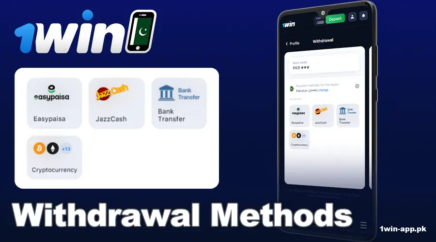 Withdrawal methods at 1win app for Pakistanis
